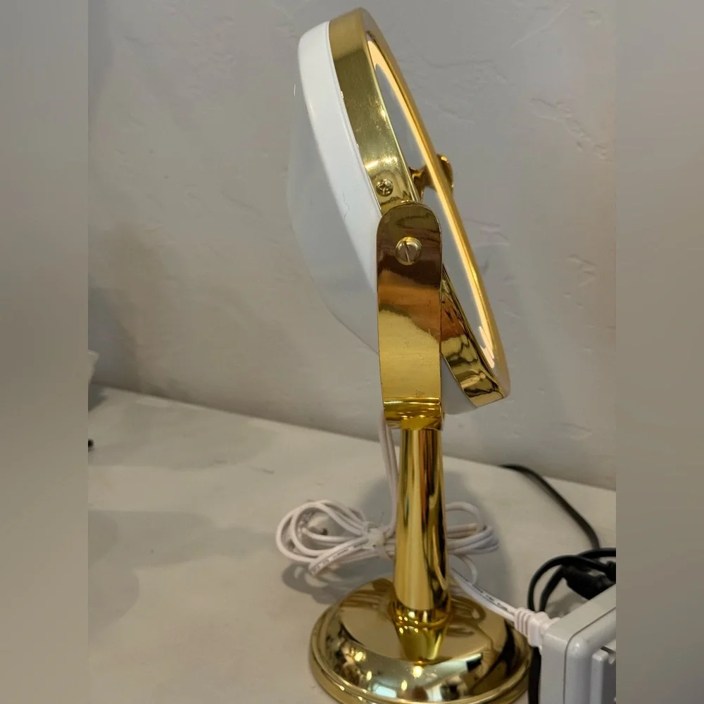 Vintage Gold Retro Lighted Makeup Mirror‎ with Ligh Ornate Tabletop Vanity
